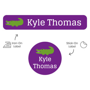 camp clothing labels pack allligator purple