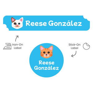 cats blue camp clothing labels pack