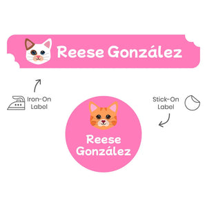 cats pink camp clothing labels pack