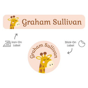 camp clothing labels pack giraffe eucalyptus tan
