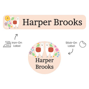 camp clothing labels pack for kids llama cream