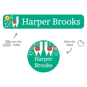 camp clothing labels pack for kids llama green