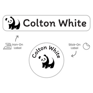 camp clothing labels pack panda white