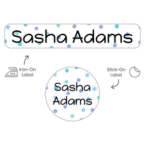 camp clothing labels pack for kids in pom pom blue