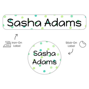 camp clothing labels pack for kids in pom pom green