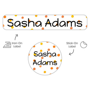 camp clothing labels pack for kids in pom pom orange