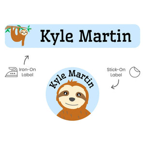 camp clothing labels pack sloth blue