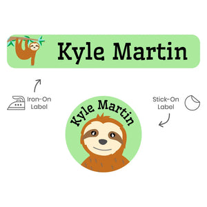 camp clothing labels pack sloth green