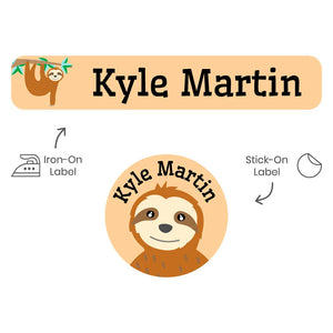 camp clothing labels pack sloth orange