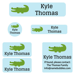 camp labels pack allligator light blue