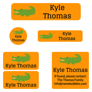 camp labels pack allligator orange