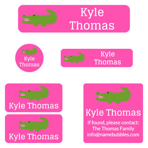 camp labels pack allligator pink