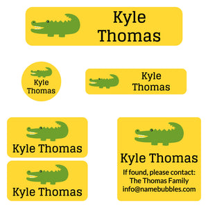 camp labels pack allligator yellow