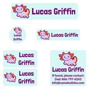 camp labels pack axolotl light blue