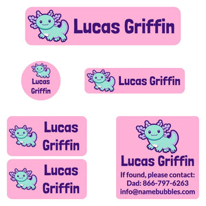 camp labels pack axolotl pink