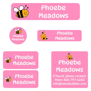 camp labels pack bee pink