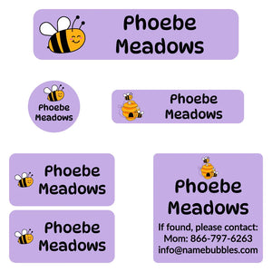 camp labels pack bee purple