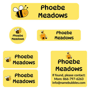 camp labels pack bee yellow