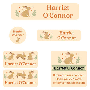 camp labels pack bunny cream
