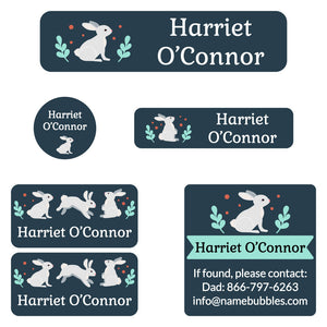 camp labels pack bunny navy