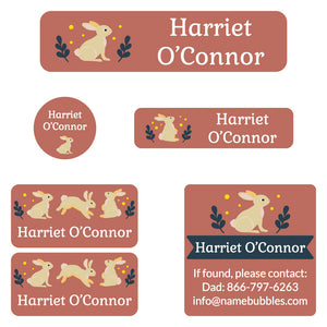 camp labels pack bunny terracotta