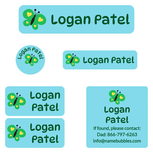 camp labels pack butterfly blue