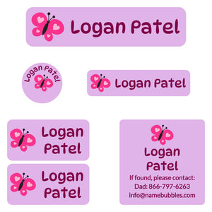 camp labels pack butterfly purple