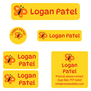 camp labels pack butterfly yellow
