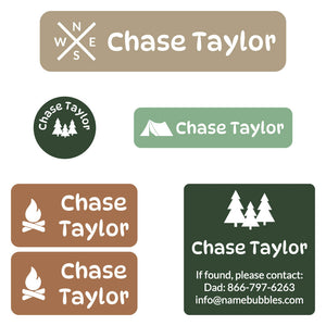 camp labels pack campsite dino roar