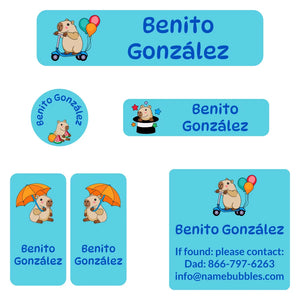 camp labels pack capybara blue
