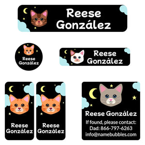 cats black camp labels pack