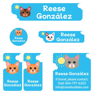 cats blue camp labels pack
