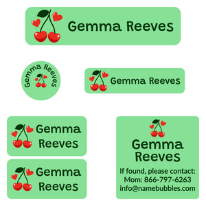 camp labels pack cherries solid green