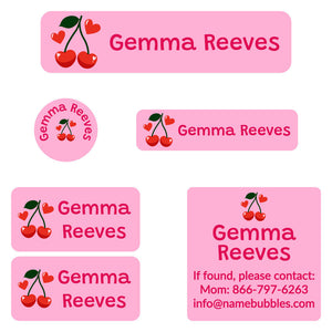 camp labels pack cherries solid pink