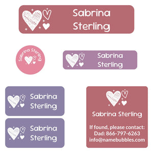 camp labels pack doodle hearts berry bash