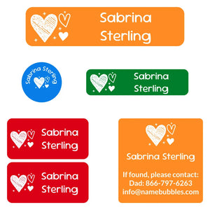 camp labels pack doodle hearts elementary