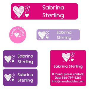 camp labels pack doodle hearts fairy princess