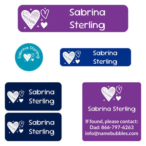 camp labels pack doodle hearts night sky