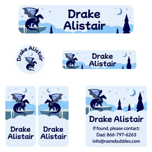 camp labels pack dragon blue