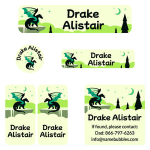 camp labels pack dragon green