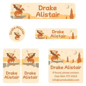 camp labels pack dragon orange