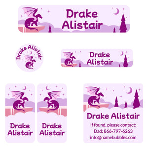 camp labels pack dragon purple