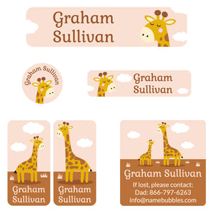 camp labels pack giraffe eucalyptus tan