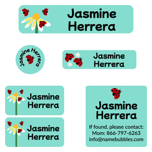 camp labels pack ladybug pastel green