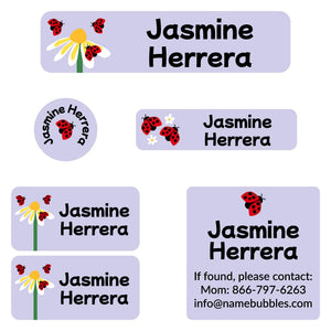 camp labels pack ladybug periwinkle