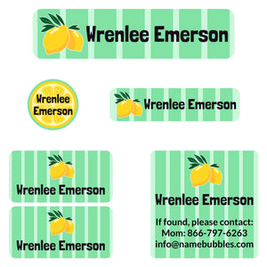camp name labels lemons green