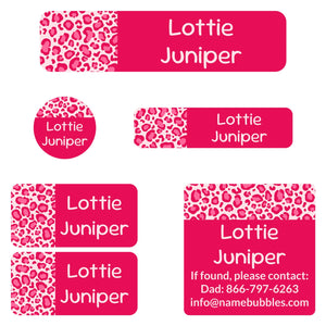 camp name labels leopard print pink
