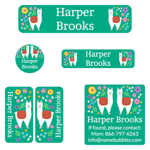 camp labels pack for kids llama green