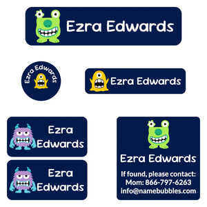 camp labels pack monsters dark blue