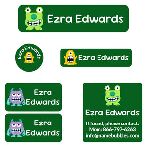 camp labels pack monsters dark green